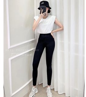 Quần leggin đen túi Mickey