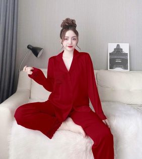 Đồ bộ quần dài pijama áo tay dài màu trơn - DBO2827