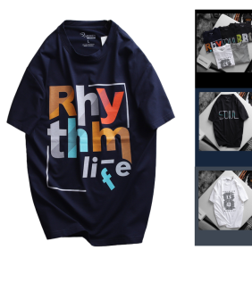 Áo Thun Nam Cổ Tròn Rurumen Màu Xanh Đen In Chữ RhyThm Life Big Size - AB451