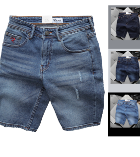 Quần Short Jeans Nam Rurumen Màu Xanh Thêu Logo Chữ R Túi Nhỏ Hàng VNXK - QB424