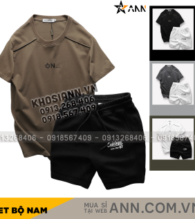 Set Bộ Nam Áo Thun Cổ Tròn Logo Chữ Nổi Quần Short Thun In Chữ Chicago - SBN123