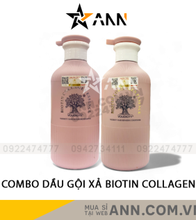 Combo Dầu Gội Xả Biotin Màu Hồng Collagen Essence Pink Voudioty 500ml - GOIXABIOTIN01